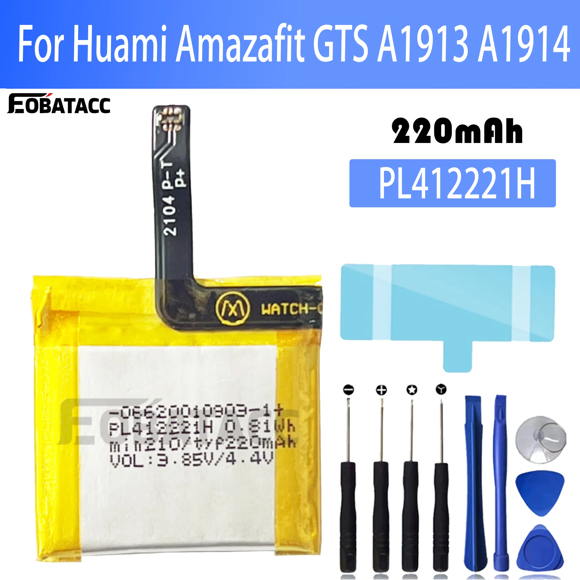 Smartwatch A1914 - 100% Original PL412221H Battery For Huami