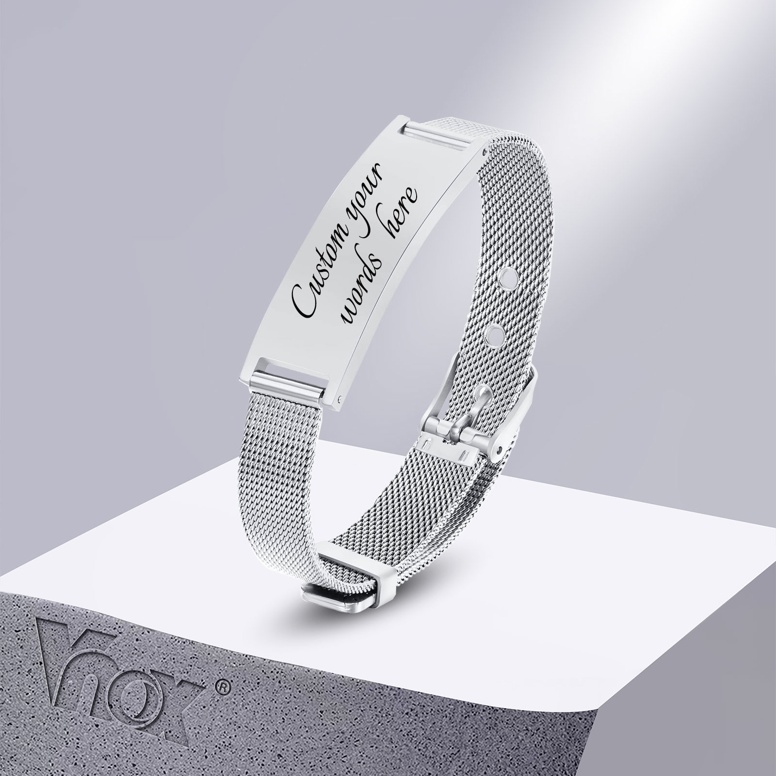 Stainless Mesh Band - Vnox Free Custom ID Bracelets for