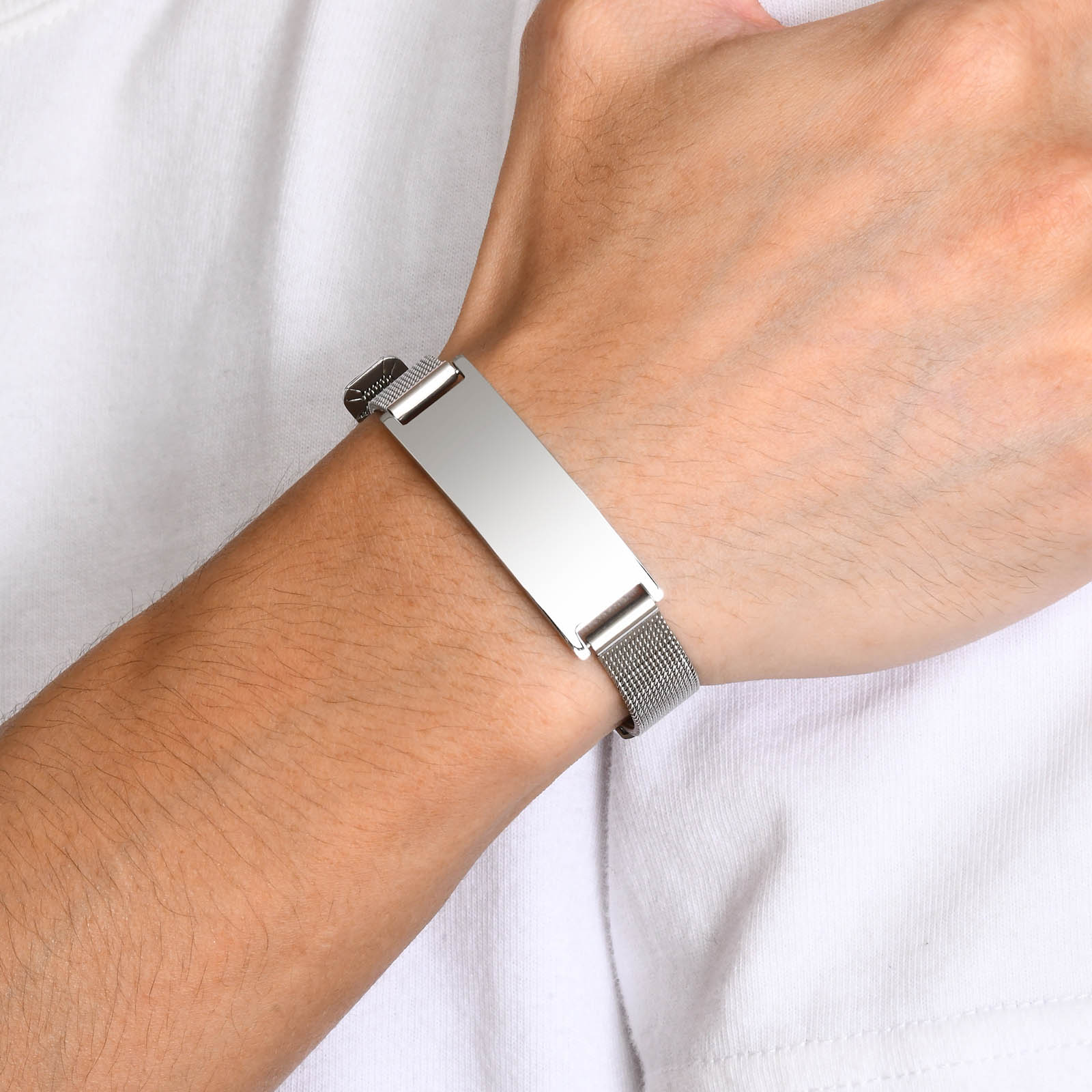 Vnox Free Custom ID Bracelets  - огляд і ціна Stainless Mesh Band