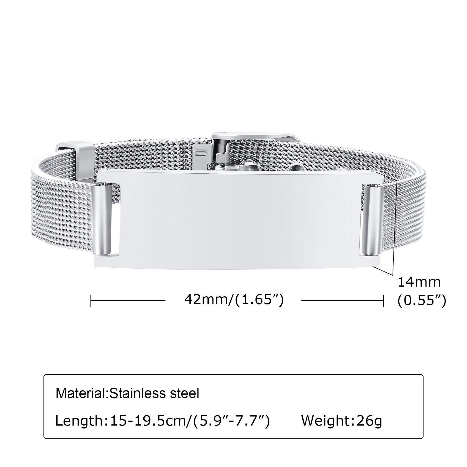 Vnox Free Custom ID Bracelets  - огляд і ціна Stainless Mesh Band