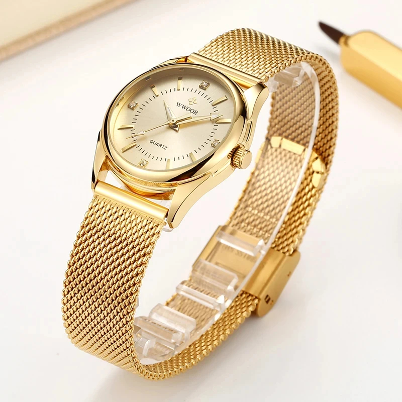 WWOOR Luxury Brand Dress Gold  - огляд і ціна Stainless Mesh Band